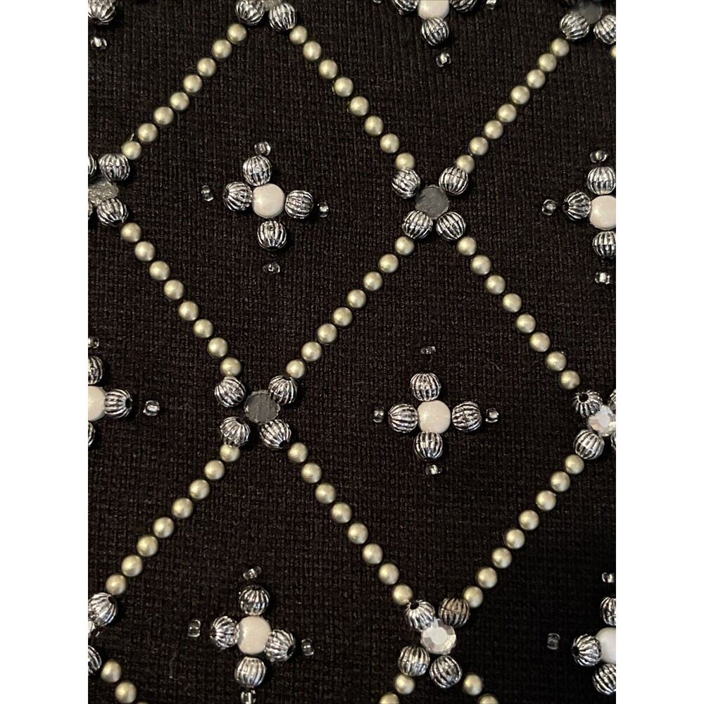WHITE HOUSE BLACK MARKET Women’s Size S Beaded Embellished Cardigan Black Zip - Picture 5 of 7